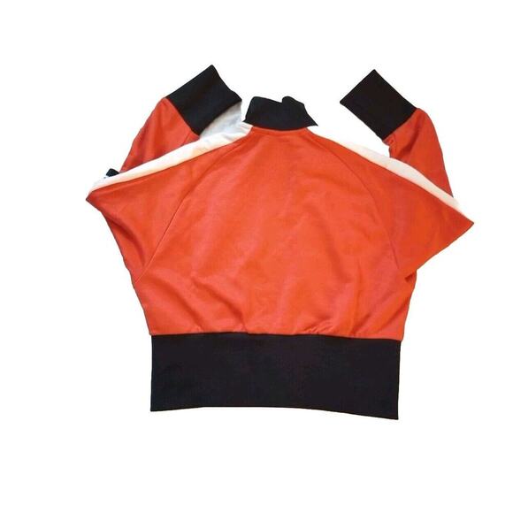 Puma Crop Jacket T7 Womens Sz M New Orange Black Striped Athletic Full Zip - Picture 4 of 10